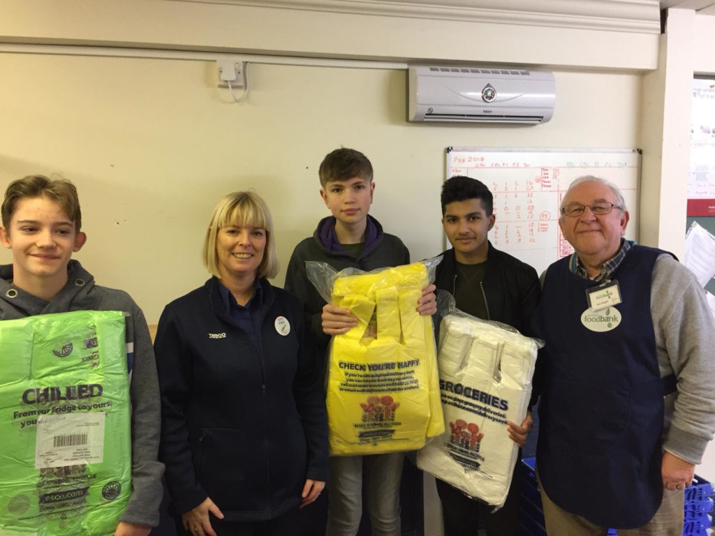 Bags from Tesco with BRGS boys Apr 23