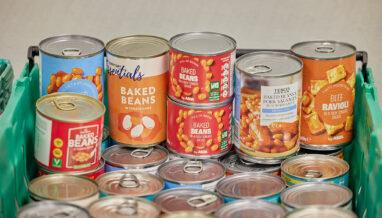 Tins of donated food