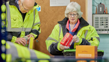 Volunteers at the Foodbank sorting items
